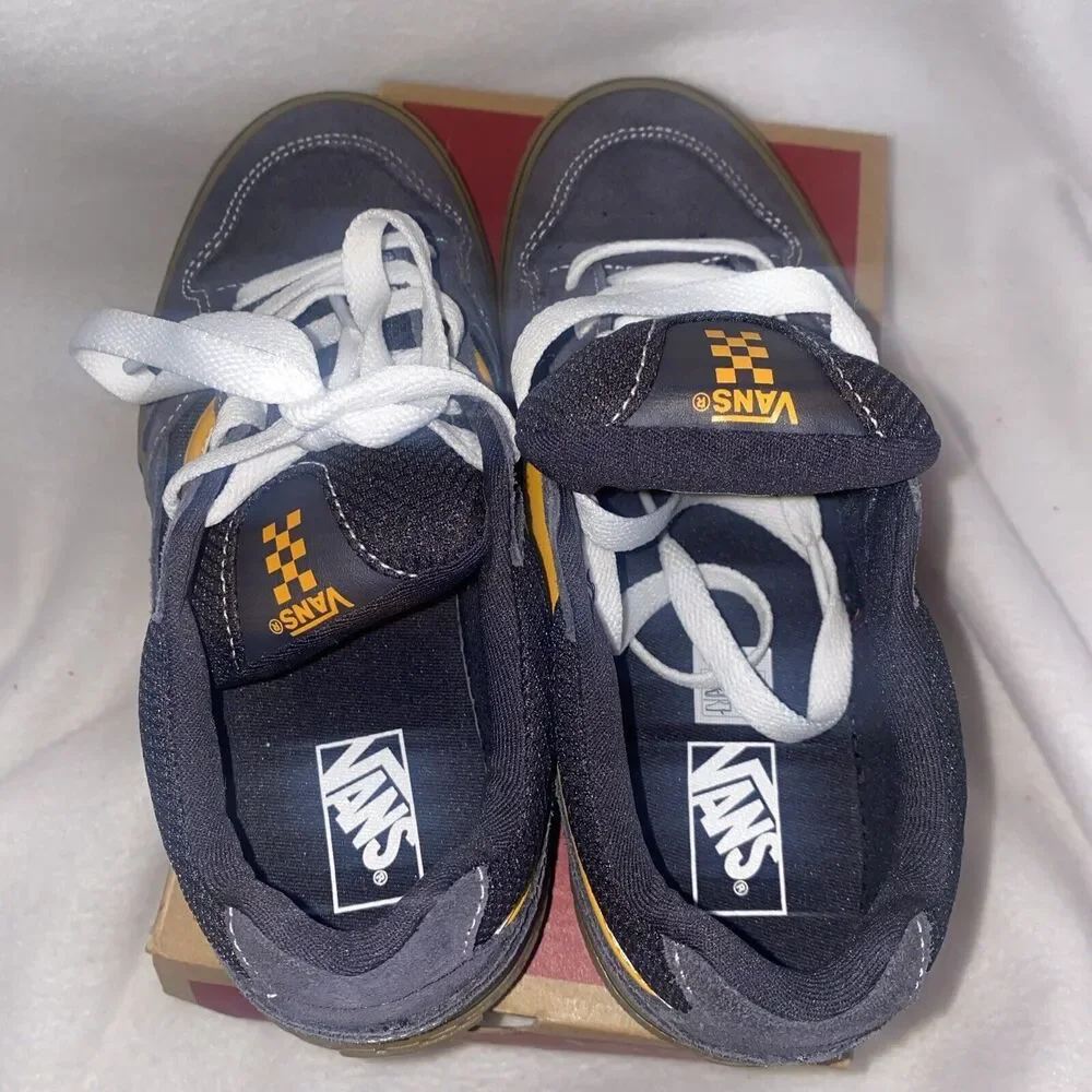 new Vans boys shoes Suede Sneakers Boy 5 low gray skater surf gray yellow